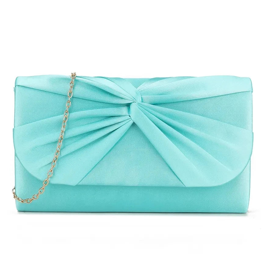 Ladies Satin Pleated Clutch Bag Evening Prom Party Handbag
