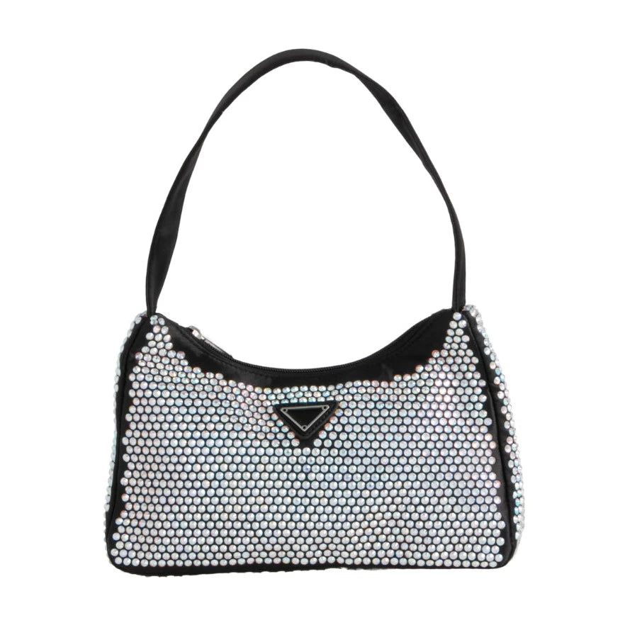 Women's Diamante Satin Evening Shoulder / Clutch Bag