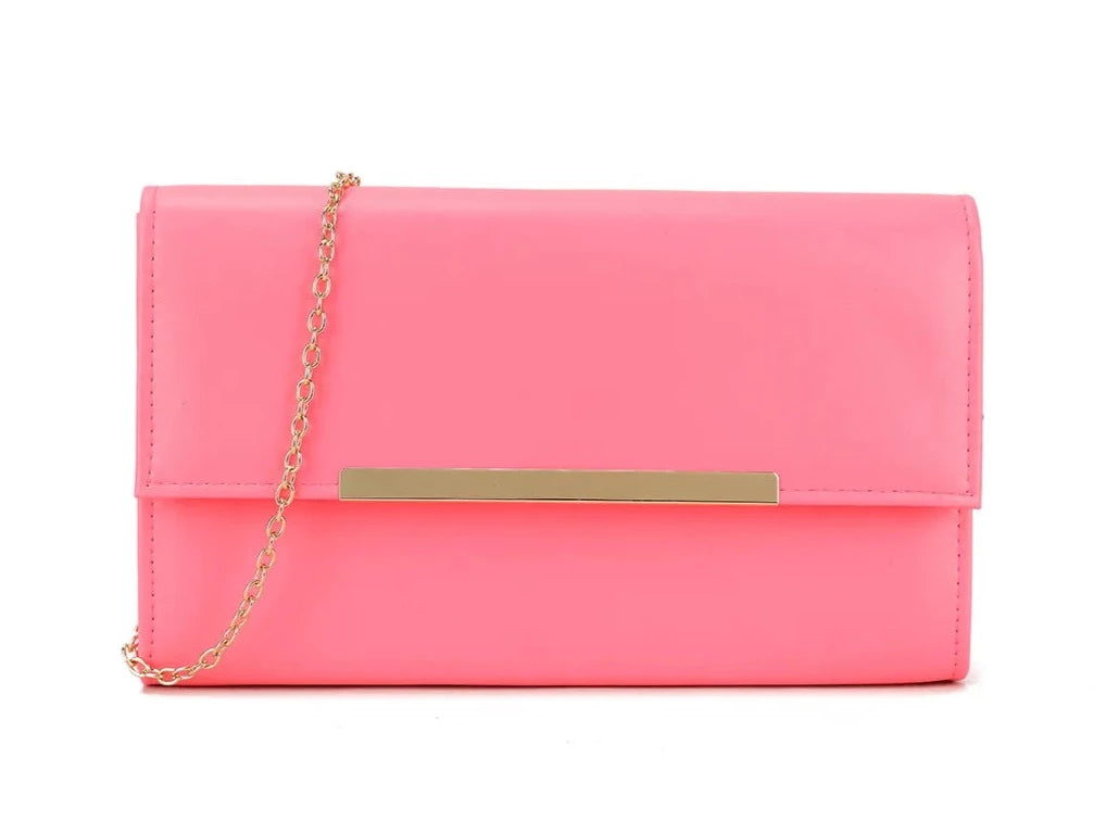 Women's Clutch Bag Faux Leather Chain Envelope Party Evening Wedding Handbag