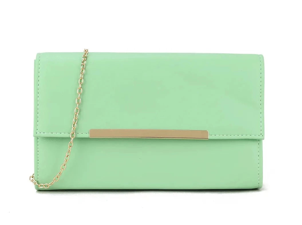 Women's Clutch Bag Faux Leather Chain Envelope Party Evening Wedding Handbag