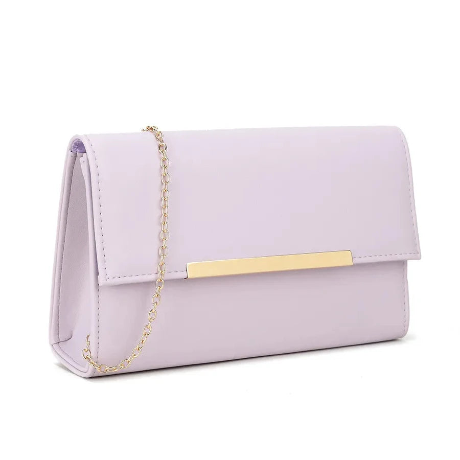 Women's Clutch Bag Faux Leather Chain Envelope Party Evening Wedding Handbag
