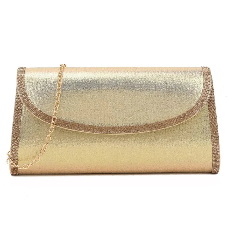 Diamante Trim Suede Envelope Clutch Bag For Women