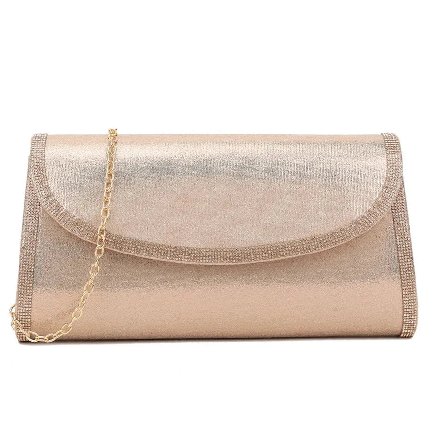 Diamante Trim Suede Envelope Clutch Bag For Women