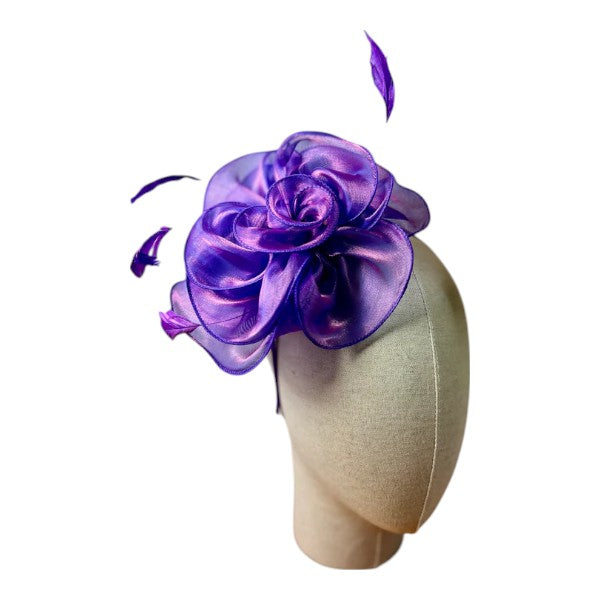 Women's Fascinator Headband & Clip Satin Net Hat Weddings Races Royal Ascot Prom