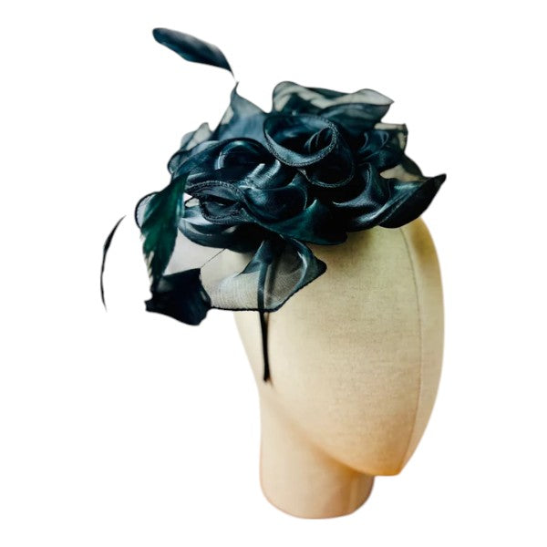 Women's Fascinator Headband & Clip Satin Net Hat Weddings Races Royal Ascot Prom