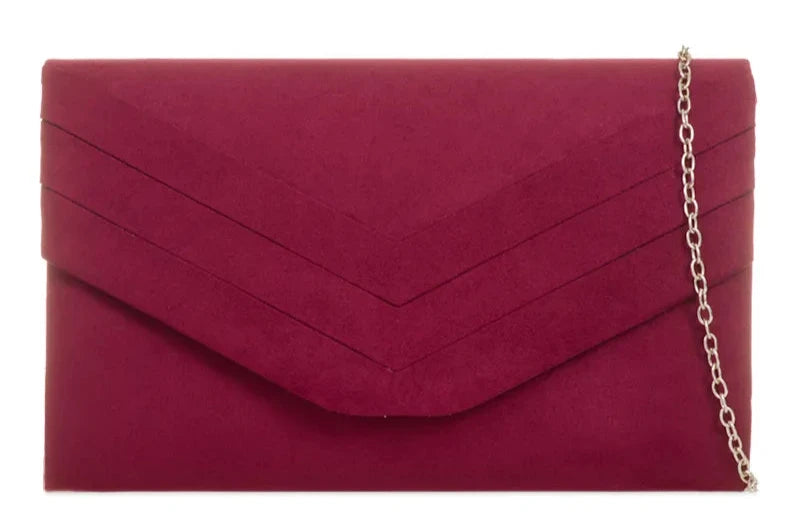 Ladies Faux Suede Envelope Clutch Bag Evening Party Prom Handbag For Women