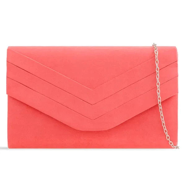 Ladies Faux Suede Envelope Clutch Bag Evening Party Prom Handbag For Women