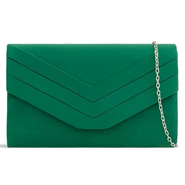 Ladies Faux Suede Envelope Clutch Bag Evening Party Prom Handbag For Women