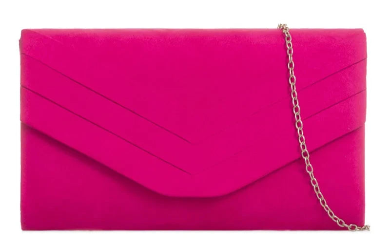 Womens Faux Suede Clutch Bags Decorated Flap Chain Ladies Party Wedding Handbag