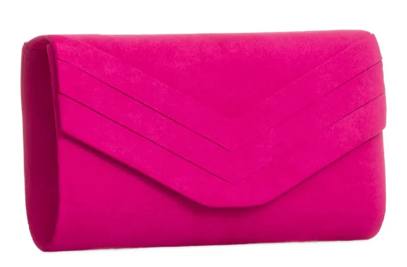 Womens Faux Suede Clutch Bags Decorated Flap Chain Ladies Party Wedding Handbag