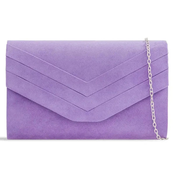 Ladies Faux Suede Envelope Clutch Bag Evening Party Prom Handbag For Women