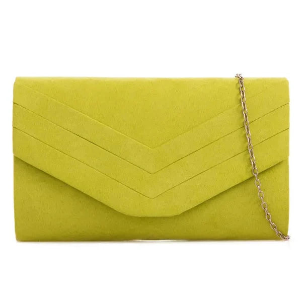 Ladies Faux Suede Envelope Clutch Bag Evening Party Prom Handbag For Women