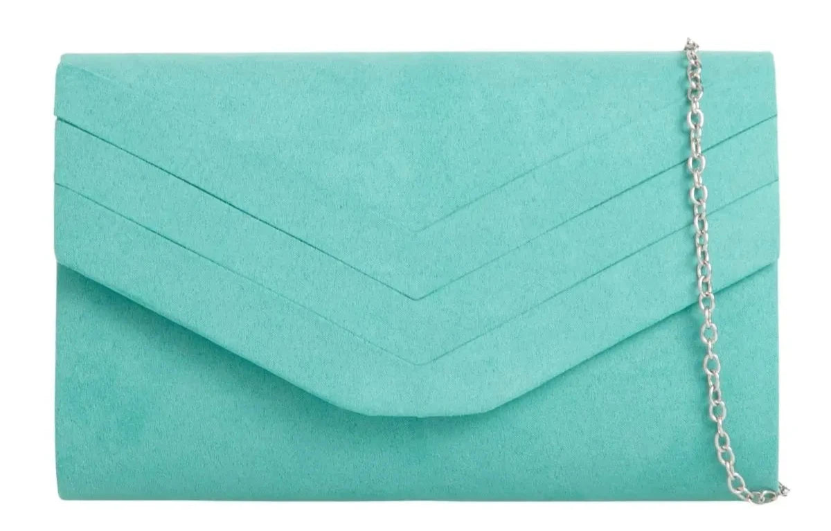 Ladies Faux Suede Envelope Clutch Bag Evening Party Prom Handbag For Women