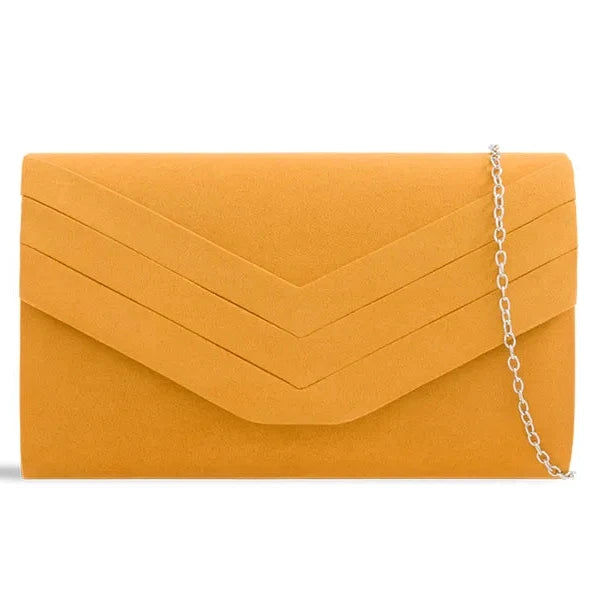 Ladies Faux Suede Envelope Clutch Bag Evening Party Prom Handbag For Women