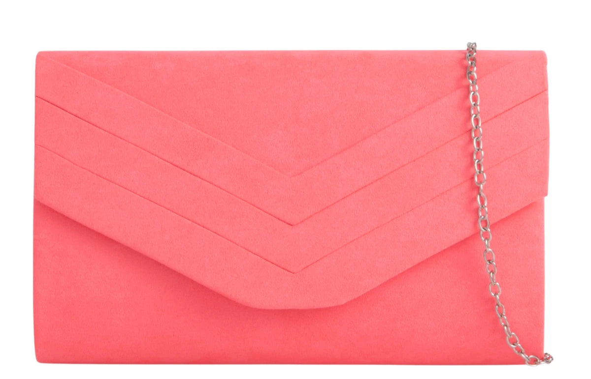 Ladies Faux Suede Envelope Clutch Bag Evening Party Prom Handbag For Women