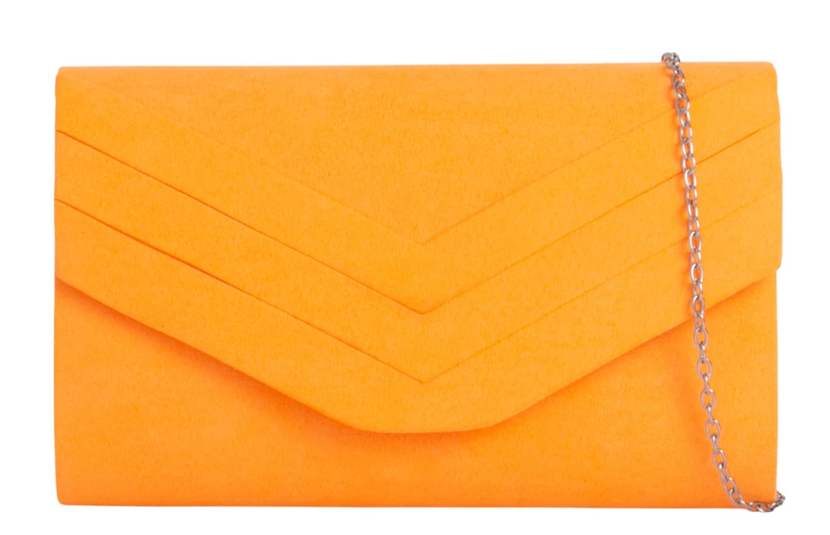 Ladies Faux Suede Envelope Clutch Bag Evening Party Prom Handbag For Women