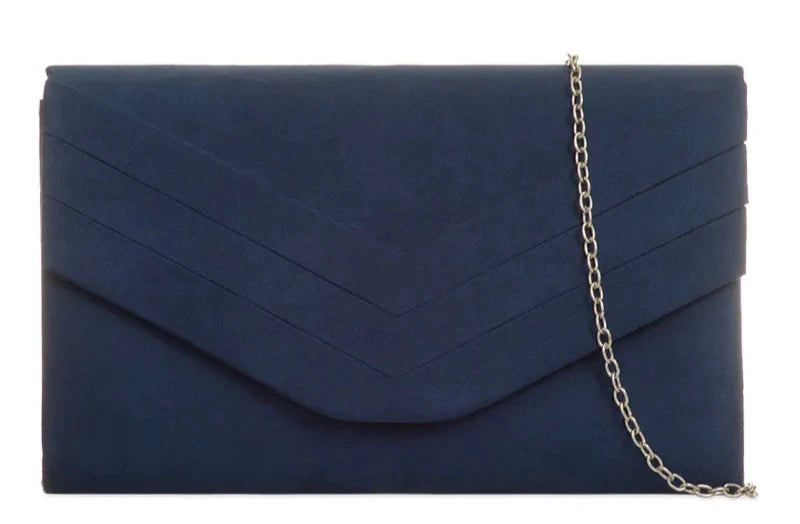 Ladies Faux Suede Envelope Clutch Bag Evening Party Prom Handbag For Women