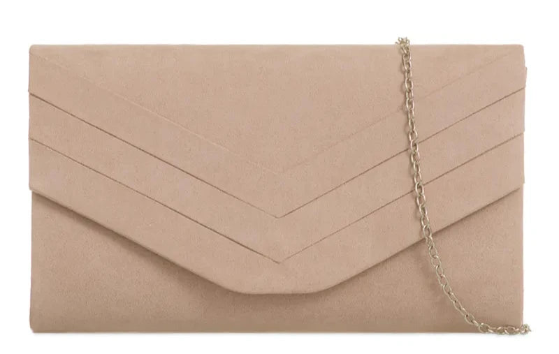 Ladies Faux Suede Envelope Clutch Bag Evening Party Prom Handbag For Women