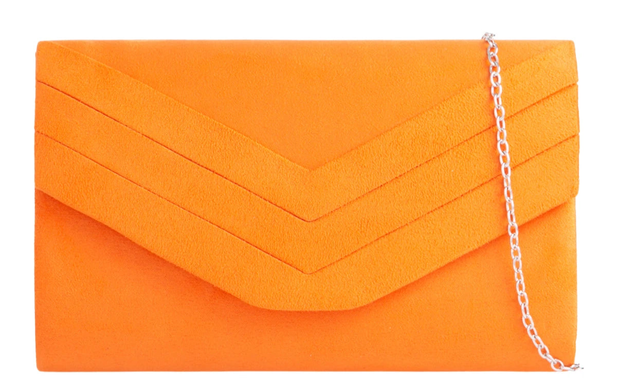 Ladies Faux Suede Envelope Clutch Bag Evening Party Prom Handbag For Women