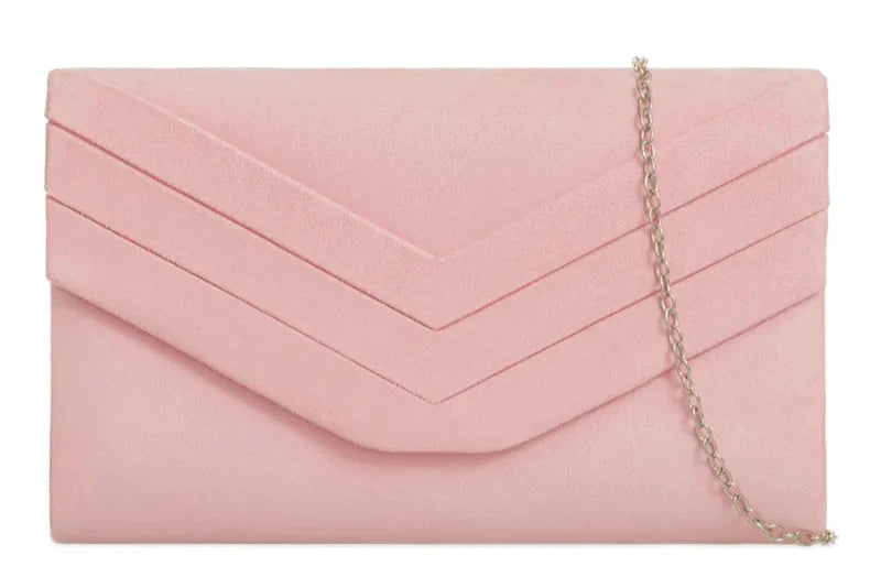 Ladies Faux Suede Envelope Clutch Bag Evening Party Prom Handbag For Women