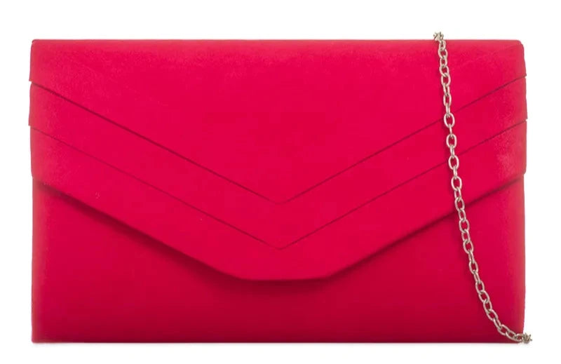 Ladies Faux Suede Envelope Clutch Bag Evening Party Prom Handbag For Women