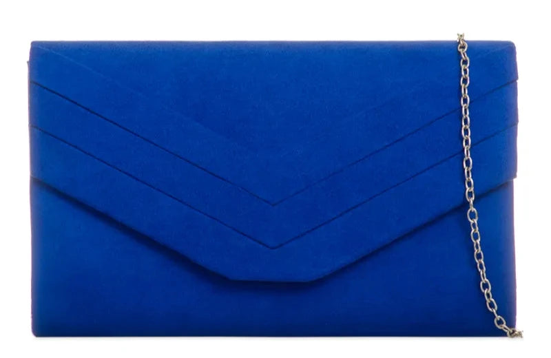 Ladies Faux Suede Envelope Clutch Bag Evening Party Prom Handbag For Women