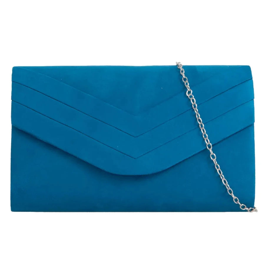 Ladies Faux Suede Envelope Clutch Bag Evening Party Prom Handbag For Women