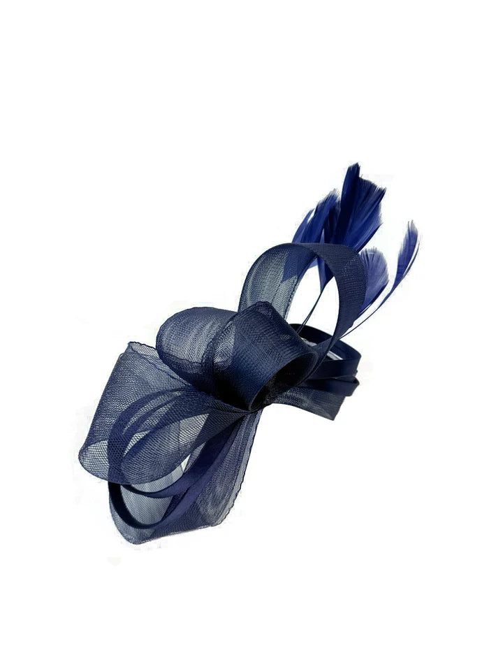 Women's Satin Looped Bow Shaped Feather Fascinator Headband Alice Band Ladies Day Weddings Races Prom Royal Ascot