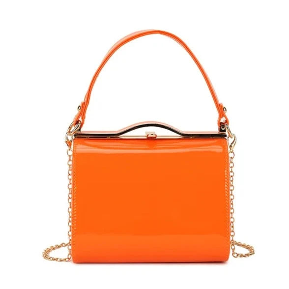 Patent Vintage Box Handbag Clutch Bag Top Handle Evening Bag For Women