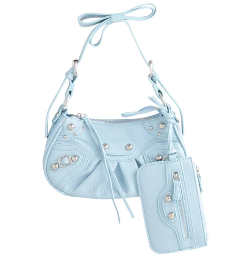 Women's Studded Cross Body Bag Messenger Shoulder Hand Bag Pouch