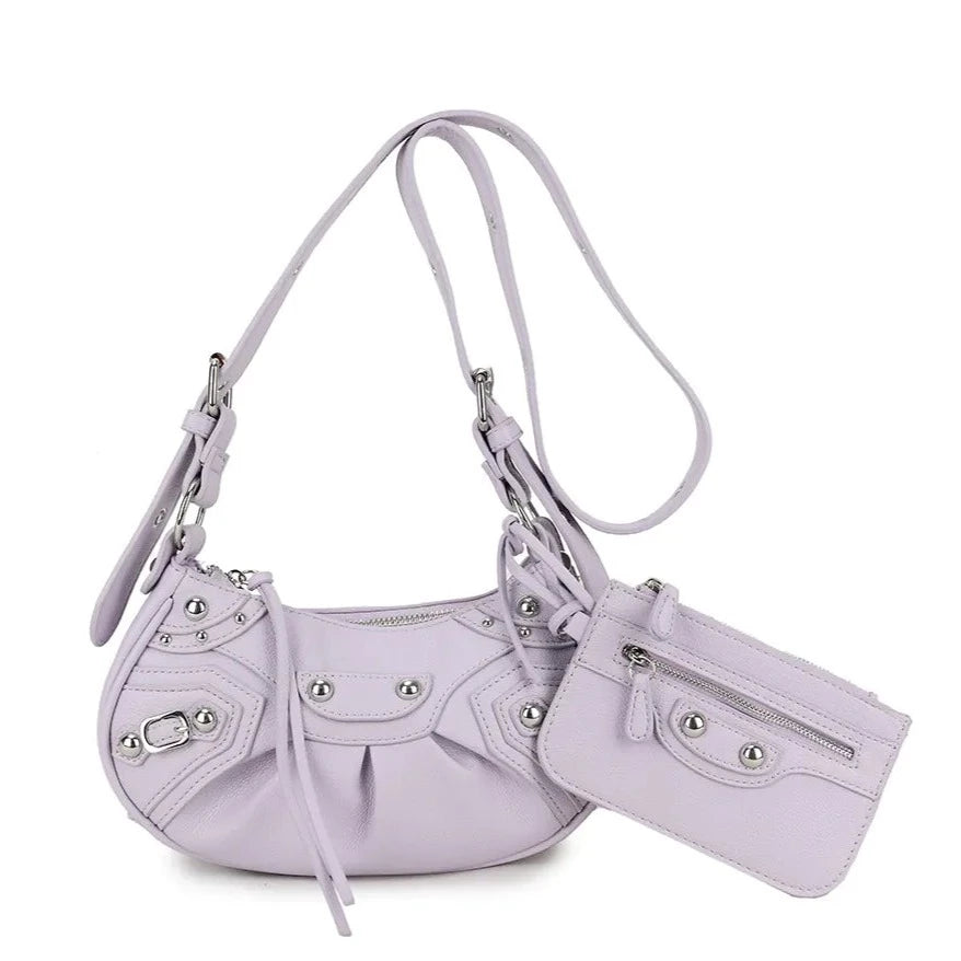 TARA Studded Messenger Crossbody Bag