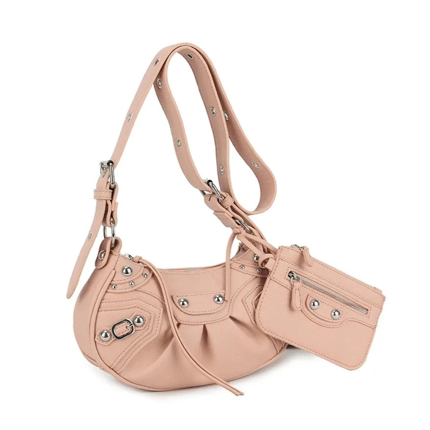 TARA Studded Messenger Crossbody Bag