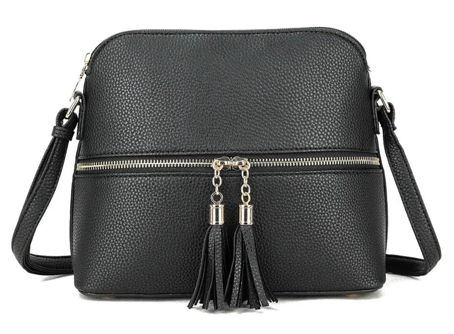 Carrick Tassel Crossbody Bag- BLACK