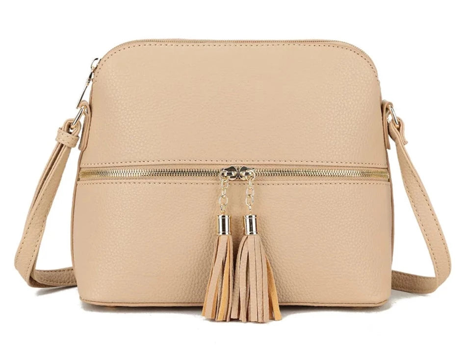 Women's Carrick Tassel Double Zip Faux Leather Crossbody Bag