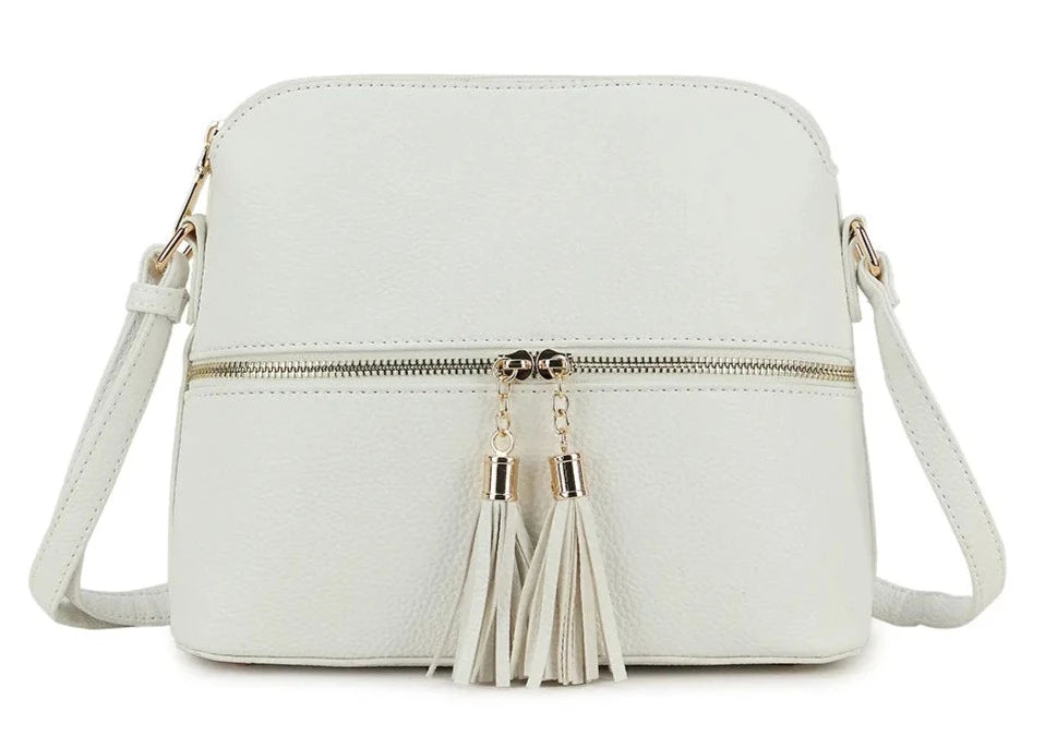 Carrick Tassel Crossbody Bag - white
