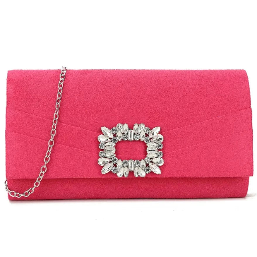 Suede Clutch bag Diamante Flap Evening Party Wedding Handbag For Women