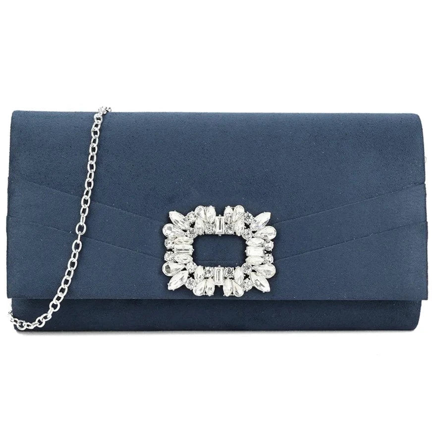 Suede Clutch bag Diamante Flap Evening Party Wedding Handbag For Women