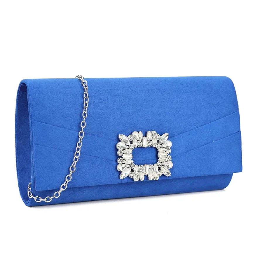Suede Clutch bag Diamante Flap Evening Party Wedding Handbag For Women