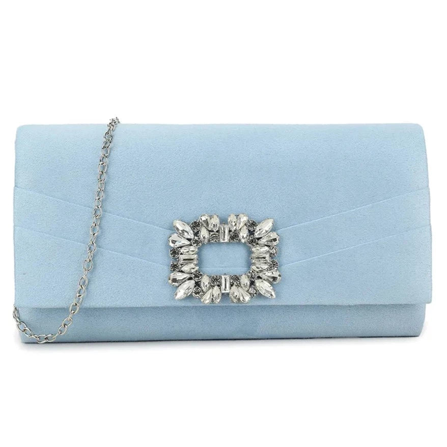 Suede Clutch bag Diamante Flap Evening Party Wedding Handbag For Women