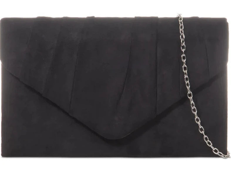 Pleated Plain Suede Velvet Leather Envelope Smart Clutch Bag For Women