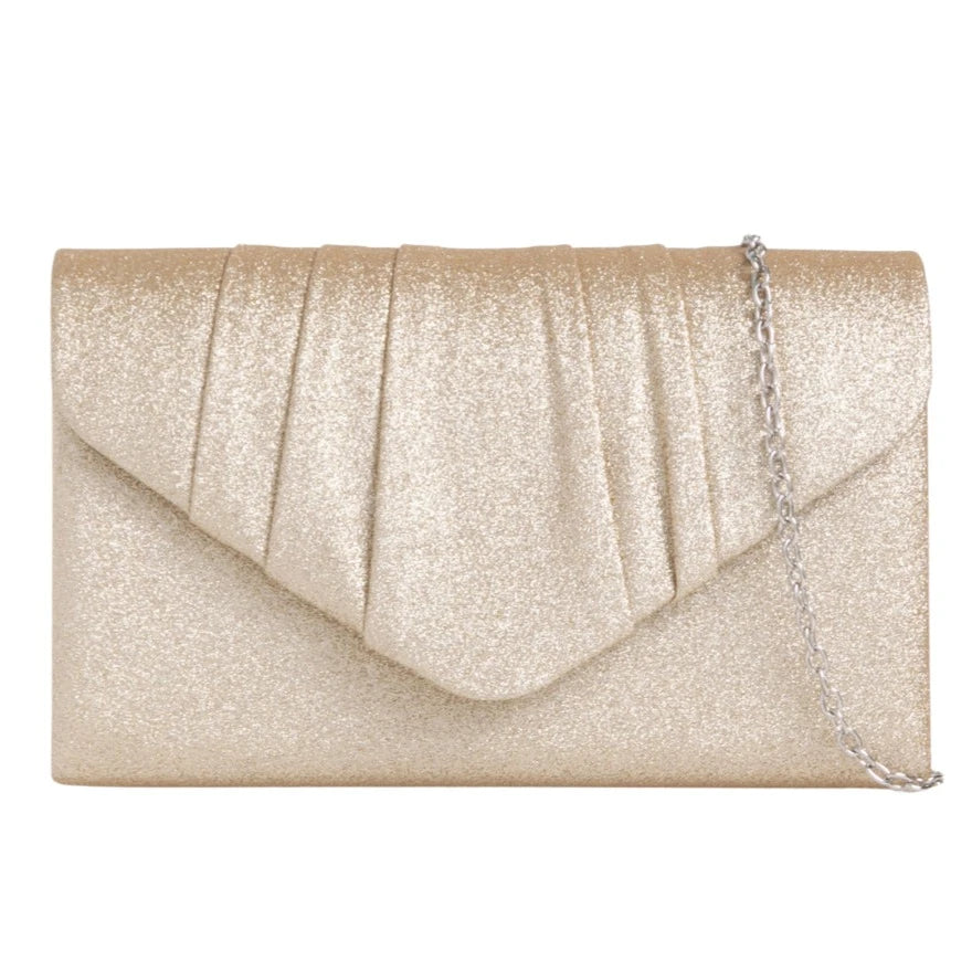 Pleated Plain Suede Velvet Leather Envelope Smart Clutch Bag For Women