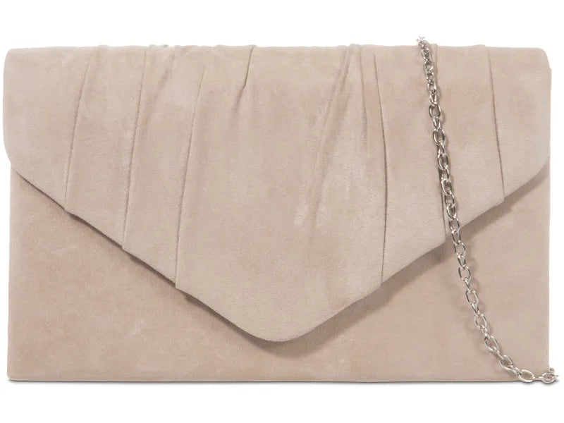 Pleated Plain Suede Velvet Leather Envelope Smart Clutch Bag For Women