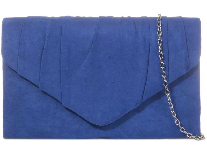 Pleated Plain Suede Velvet Leather Envelope Smart Clutch Bag For Women