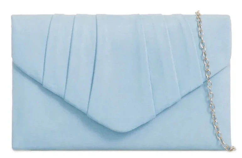 Pleated Plain Suede Velvet Leather Envelope Smart Clutch Bag For Women