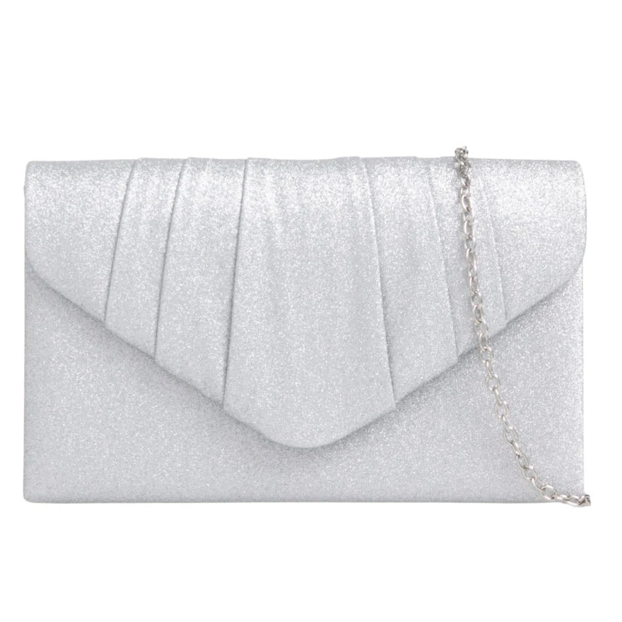 Pleated Plain Suede Velvet Leather Envelope Smart Clutch Bag For Women