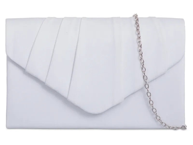 Pleated Plain Suede Velvet Leather Envelope Smart Clutch Bag For Women