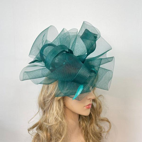 Large Wedding Fascinator Headband & Hair Clip Mesh Net Hat Royal Ascot Races UK