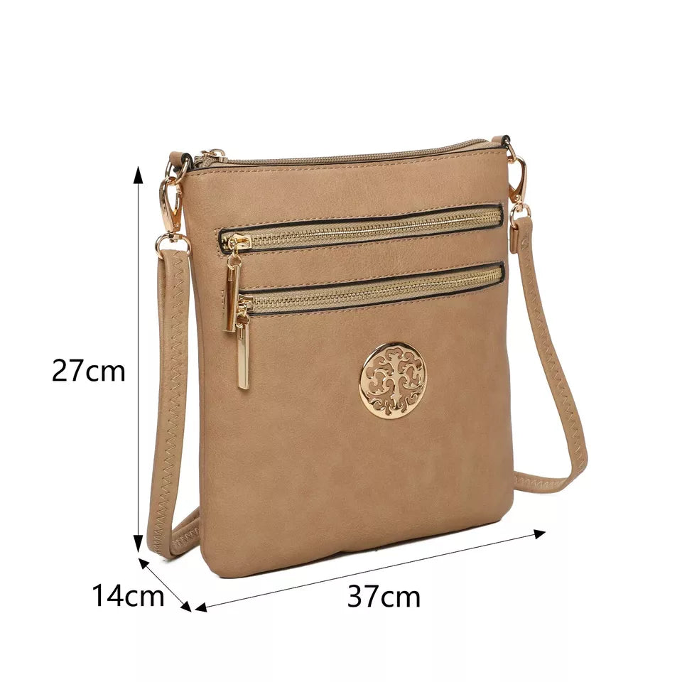 Women's Front Zipped Across Body Bag Messenger Bag Ladies Shoulder Over Bags Detachable Handbags