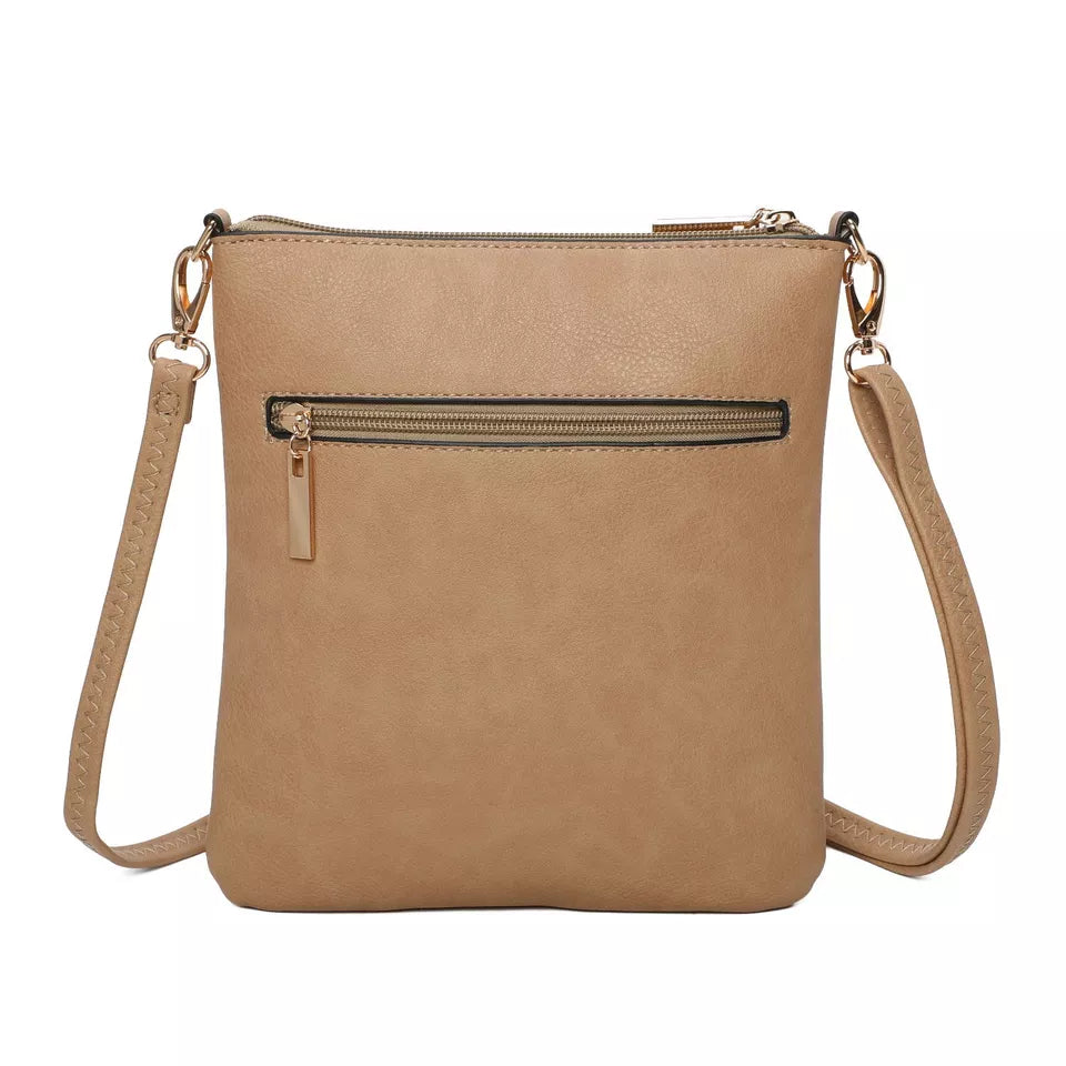 Women's Front Zipped Across Body Bag Messenger Bag Ladies Shoulder Over Bags Detachable Handbags