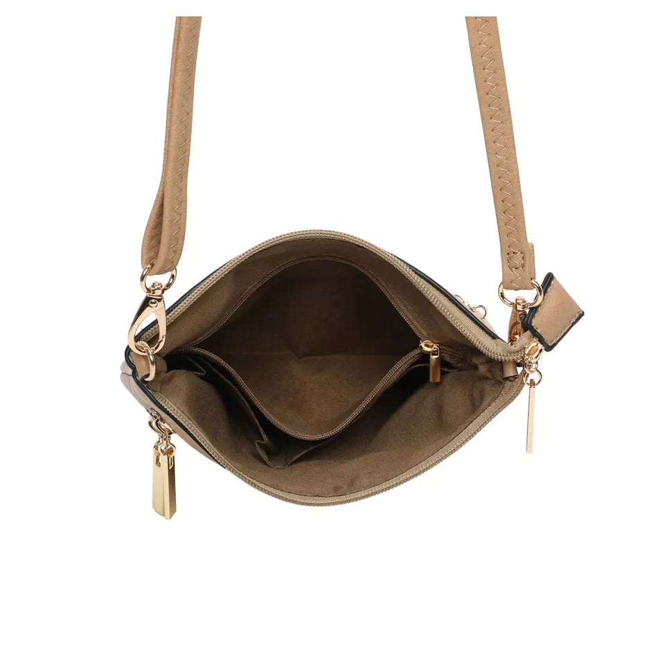 Women's Front Zipped Across Body Bag Messenger Bag Ladies Shoulder Over Bags Detachable Handbags